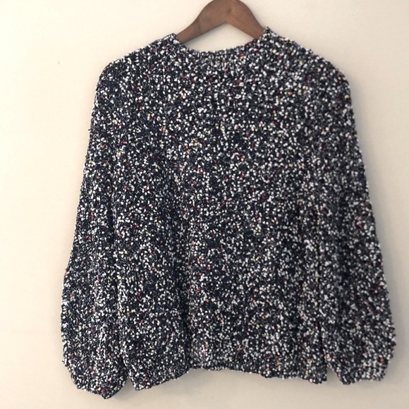 JohnPaulRichard Women's Multicolor sweater black blue red white textured SZ 1X - Picture 1 of 10